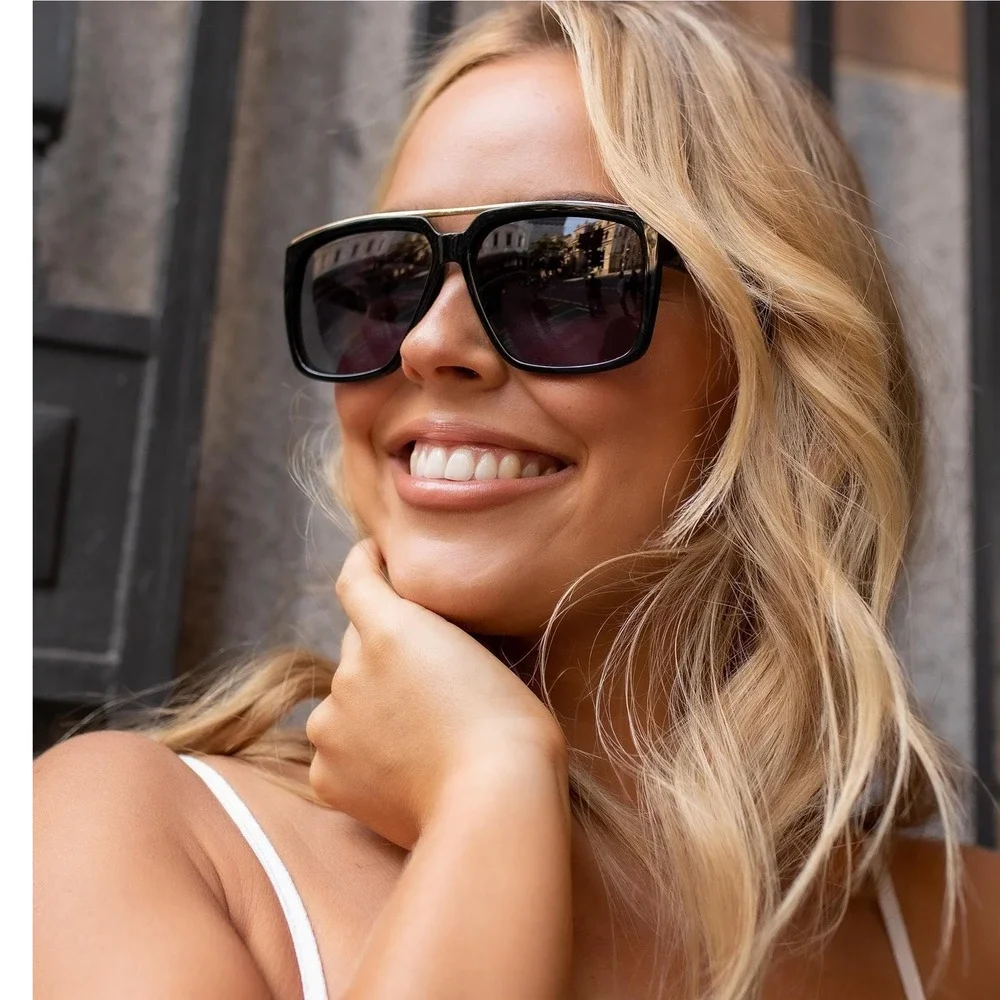 Sunglasses Women Fashion Square Black‎ Lens Trendy Shades Driving Lentes Gafas